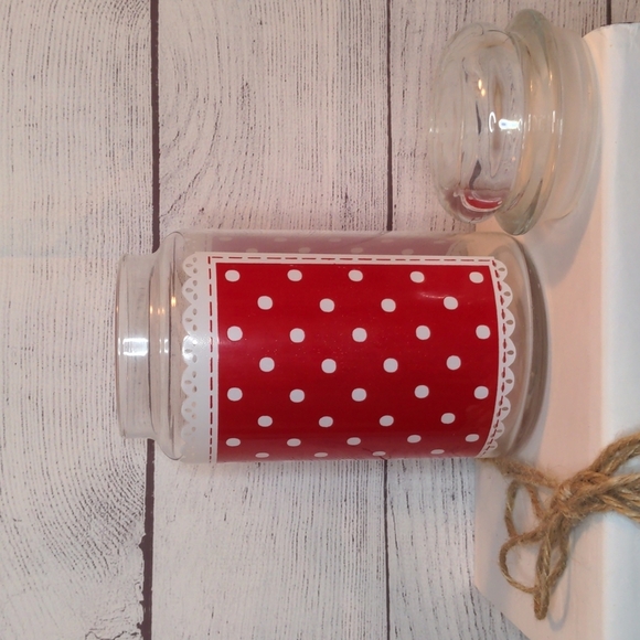 Anchor Hocking Christmas Red & White Polka Dot‎ Glass Canister Apothecary… - Picture 2 of 8